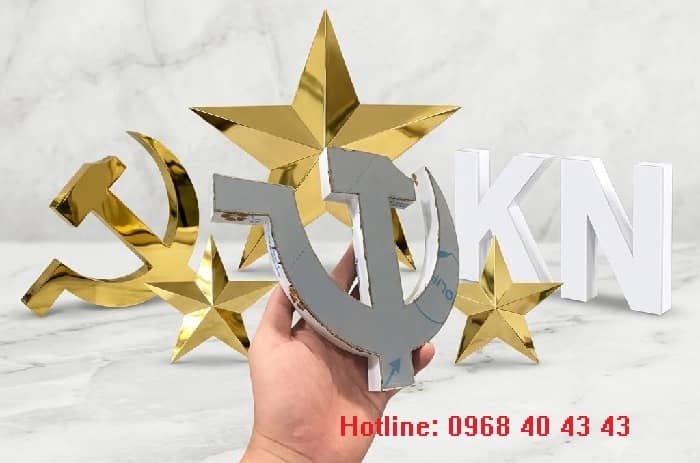 Logo sao búa vàng gương alu