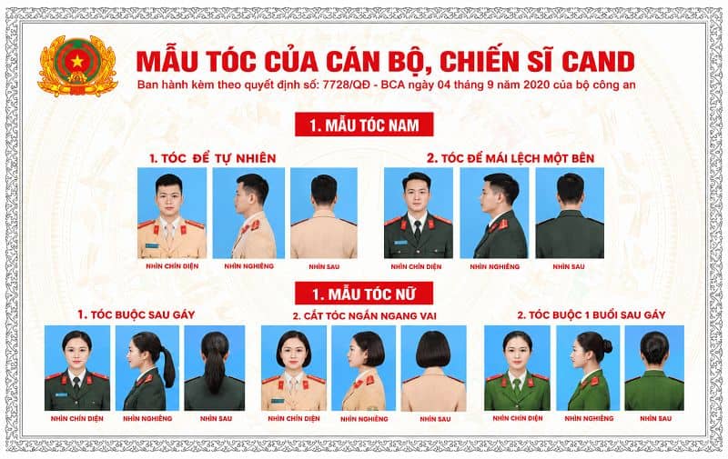 Bảng biển mẫu tóc công an nhân dân