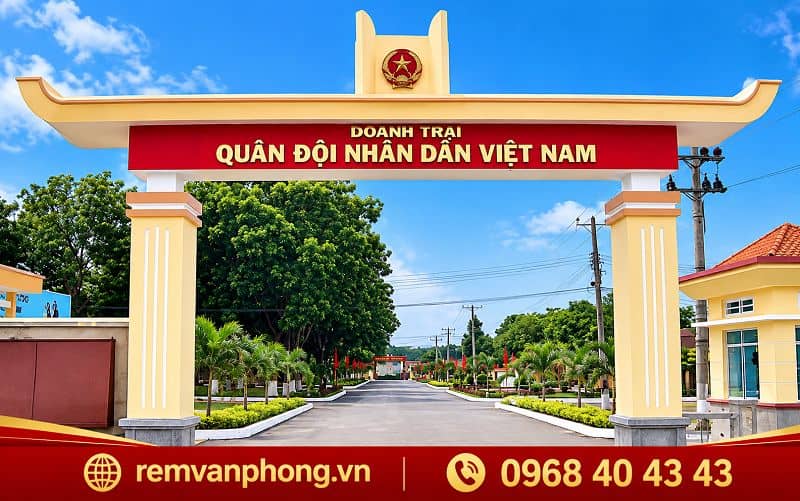 Biển cổng đơn vị doanh trại quân đội